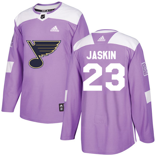 Adidas Blues #23 Dmitrij Jaskin Purple Authentic Fights Cancer Stitched NHL Jersey